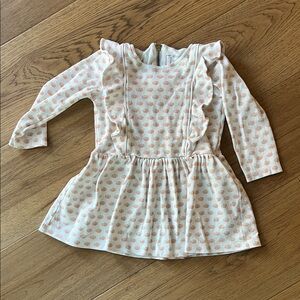 Charming Pumpkin Print Kids Dress in Cream and Orange